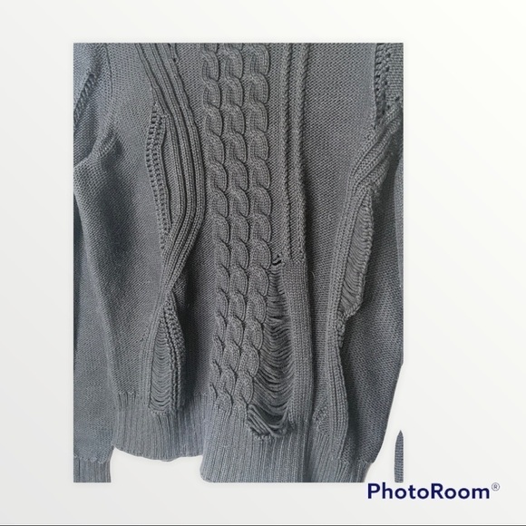 FRAME DENIM x REVOLVE Black Thread Bare Cable Knit Pullover Sweater Size Large - Picture 5 of 11